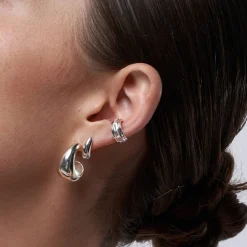 Small Dome Huggie - Silver