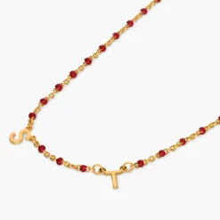 Soltale Bordeaux Inez Initial Necklace - Gold Vermeil