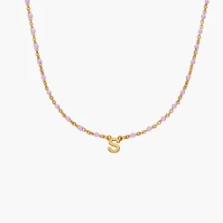 Soltale Lavender Inez Initial Necklace - Gold Vermeil
