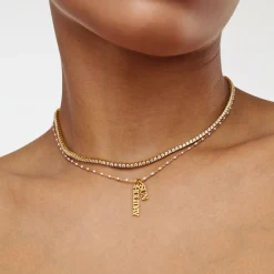 Soltale Lavender Singapore Chain Name Necklace- Gold Vermeil
