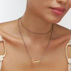 Soltale Royal Blue Belle Name Necklace - Gold Vermeil