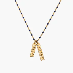Soltale Royal Blue Singapore Chain Name Necklace- Gold Vermeil