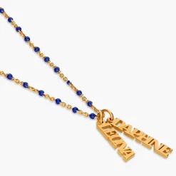 Soltale Royal Blue Singapore Chain Name Necklace- Gold Vermeil