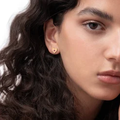 Spiritual Stud Earrings set with Cubic Zirconia - Gold Vermeil