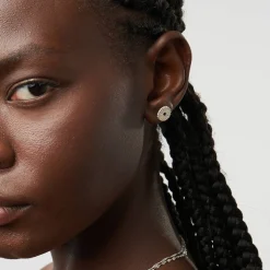 Spiritual Stud Earrings set with Cubic Zirconia - Silver