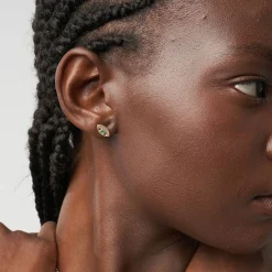 Spiritual Stud Earrings set with Cubic Zirconia - Silver