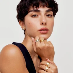 Stackable Engraved Soul Band Ring with Diamonds- Gold Vermeil