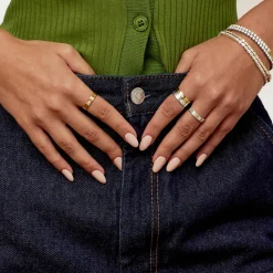 Stackable Engraved Soul Band Ring with Diamonds- Silver