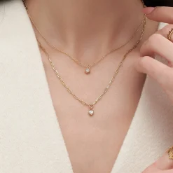 Te Amo 0.2 ct Heart Shape Diamond Necklace - Gold Vermeil