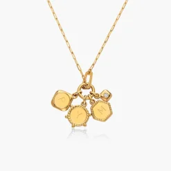 The Charmer Heirloom Initials Necklace with Diamond- Gold Vermeil