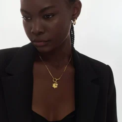 The Charmer Heirloom Initials Necklace with Diamond- Gold Vermeil