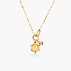 The Charmer Heirloom Initials Necklace with Diamond- Gold Vermeil