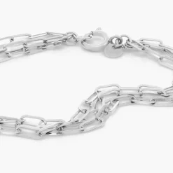 Three Layer Paper Clip Chain Bracelet - Silver