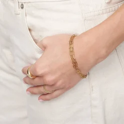 Three Layer Paper Clip Chain Bracelet - Gold Vermeil
