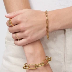 Three Layer Paper Clip Chain Bracelet - Gold Vermeil