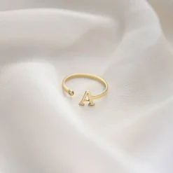 Tiny Initial Ring - 10K Solid Gold