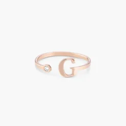 Tiny Initial Ring - Rose Gold Vermeil