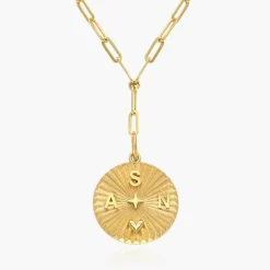 Tyra Initial Medallion Necklace - Gold Vermeil