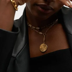 Tyra Initial Medallion Necklace - Gold Vermeil