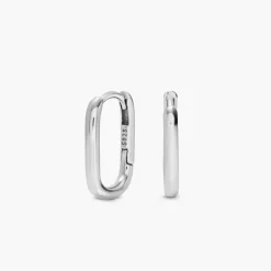 U Shape Hoop Earrings - Silver
