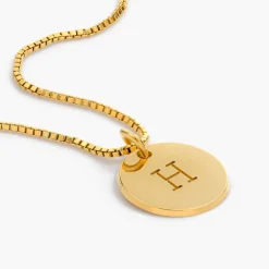 Willow Disc Initial Necklace - Gold Vermeil