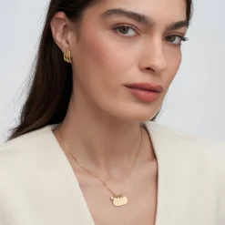 Willow Disc Initial Necklace With 0.2 Ct Heart Shaped Diamond - Gold Vermeil