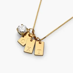 Willow Tag Initial Necklace With 1ct Diamond - Gold Vermeil