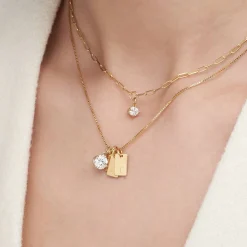 Willow Tag Initial Necklace With 1ct Diamond - Gold Vermeil