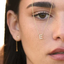 Zoe Initial Necklace with Diamonds - Gold Vermeil